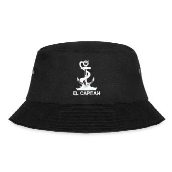 El Capitan Captain Capitán Bootsanker Segeldesign - Bucket Hat - Schwarz - Vorne - Lela (165cm)