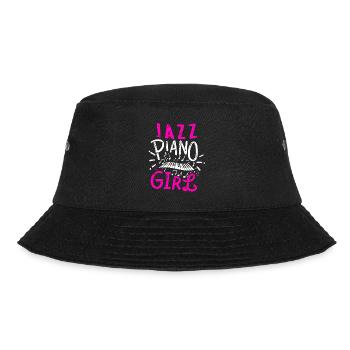 Jazz Piano Girl Cool Retro Jazz Music Lover - Bucket Hat - Schwarz - Vorne - Lela (165cm)