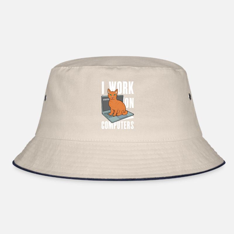 Arbeiten mit Computern und Katzen Englisch Bucket Hat