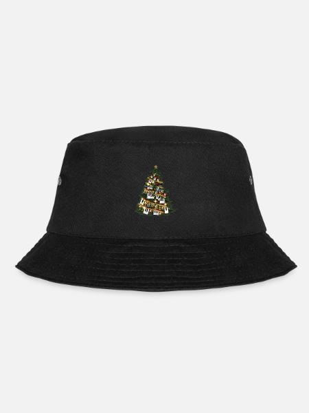 Fun Boogie Woogie and piano keys Xmas tree design. - Bucket Hat - black