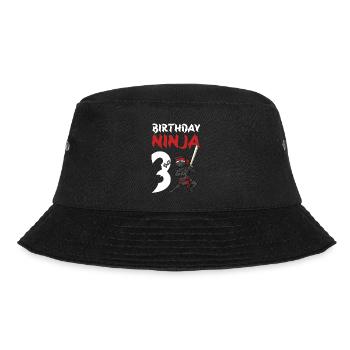 Birthday Party 3 Years Old Japanese Ninja Birthday - Bucket Hat - black - Front - Lela (165cm)