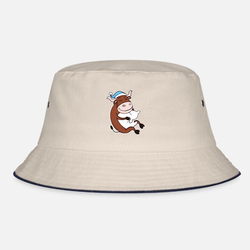 Ox with pillow and sleeping cap Bucket Hat