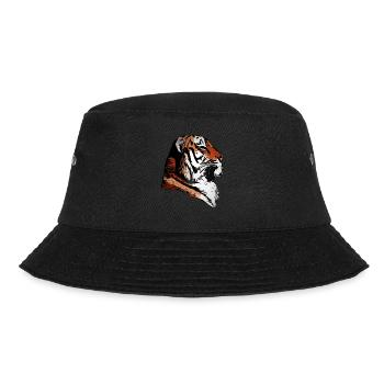 Tiger Kunst Tigerkopf Tiermotiv mit Wildtieren - Bucket Hat - Schwarz - Vorne - Lela (165cm)