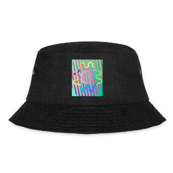 Moderne Kunst Grafik-Design 4 formen Linien Farben - Bucket Hat - Schwarz - Vorne - Lela (165cm)