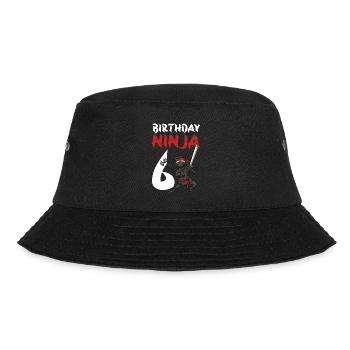 Birthday Party 6 Years Old Japanese Ninja Birthday - Bucket Hat - black - Front - Lela (165cm)