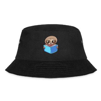 Sloth Reading Book - Bucket Hat - black - Front - Lela (165cm)