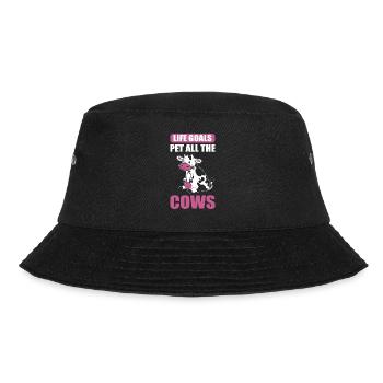 Life Goals Pet All The Cows Moo Cow Farmer - Bucket Hat - Schwarz - Vorne - Lela (165cm)