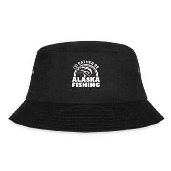 I'd Rather Be Alaska Fishing Fisherman - Bucket Hat - black - Front - Lela (165cm)