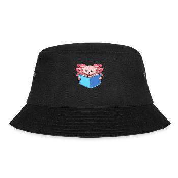 Axolotl Buchliebhaber Salamander - Bucket Hat - Schwarz - Vorne - Lela (165cm)