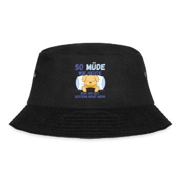 So müde wie heute war ich gestern nicht Hund Fun - Bucket Hat - Schwarz - Vorne - Lela (165cm)
