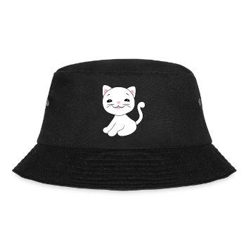 Süßes lächelndes Kätzchen - Bucket Hat - Schwarz - Vorne - Lela (165cm)