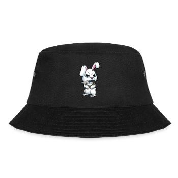 Cute Rabbit With Knife White Rabbit - Bucket Hat - black - Front - Lela (165cm)