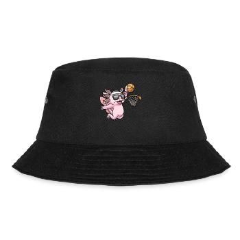 Axolotl Basketball Spieler Sport Basketballer - Bucket Hat - Schwarz - Vorne - Lela (165cm)