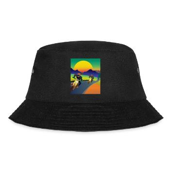 Vaporwave Aesthetic Sunset Mountains - Bucket Hat - black - Front - Lela (165cm)