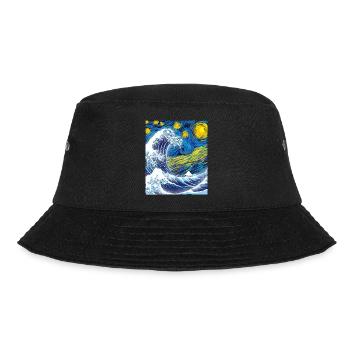 Kanagawa Waves Aesthetic Japanese Art Great Wave - Bucket Hat - black - Front - Lela (165cm)