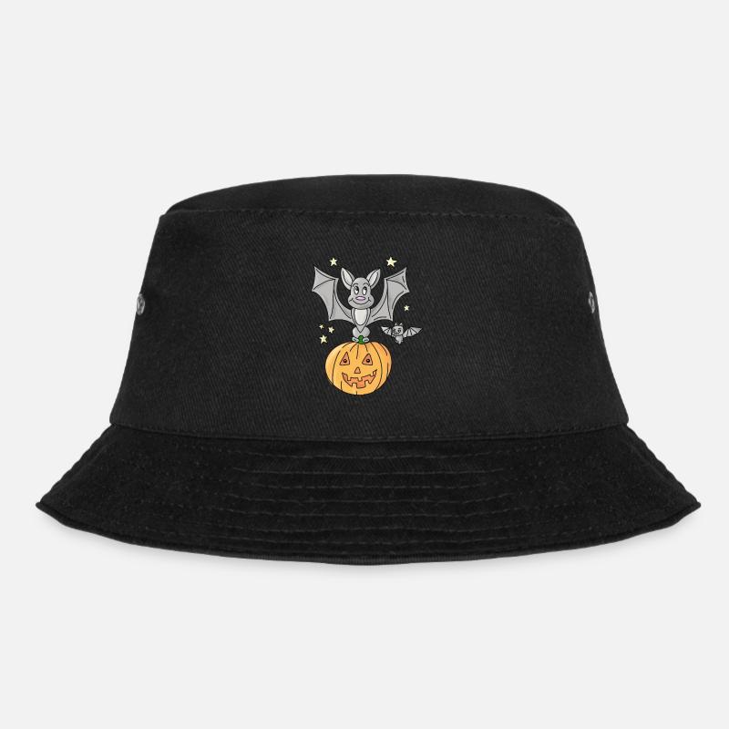 Halloween Bat Sitting On A Pumpkin - Bucket Hat - black