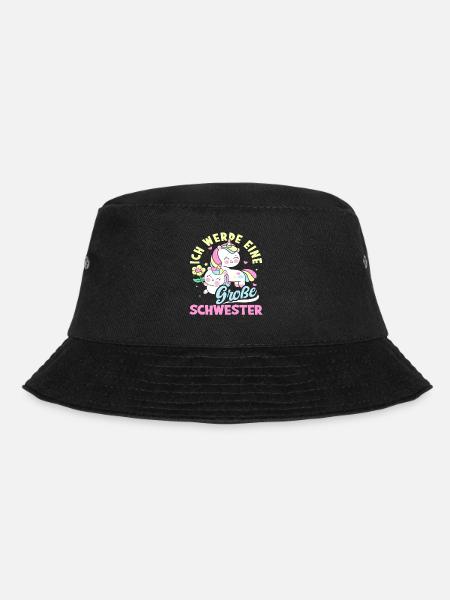 Süßes Ich Werde Große Schwester Einhörner - Bucket Hat - Schwarz