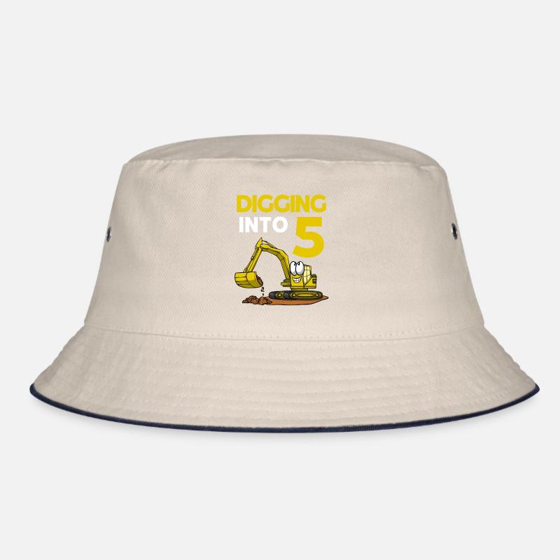 Baggerfahrer gräbt sich in Bagger zum 5. Geburtstag Bucket Hat