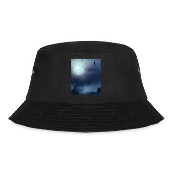 Neblige Naturlandschaft Vollmond Und Fledermäuse - Bucket Hat - Schwarz - Vorne - Lela (165cm)