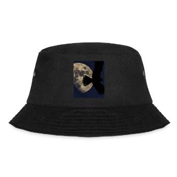 Nachthimmel Mit Vollmond Schatten Eines Raubvogels - Bucket Hat - Schwarz - Vorne - Lela (165cm)