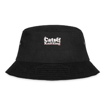 Cute Kawaii Cats And Knitting Women's Cat and - Bucket Hat - Schwarz - Vorne - Lela (165cm)
