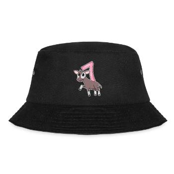 Girl 7 years old Okapi 7th birthday gift - Bucket Hat - black - Front - Lela (165cm)