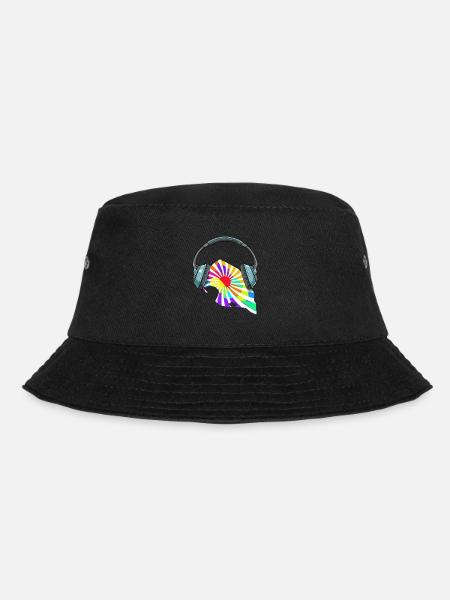 Fehmarn Kopfhörer Musik Bunt - Bucket Hat - Schwarz