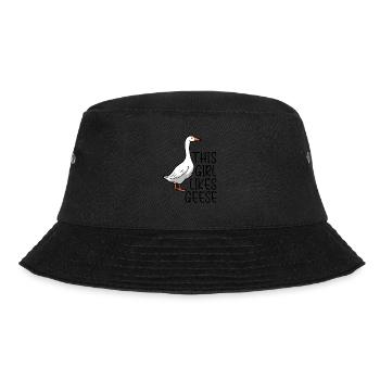 Mädchen mag Gänse Natur Tier Vogel Gans - Bucket Hat - Schwarz - Vorne - Lela (165cm)