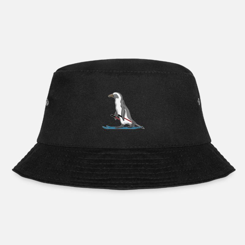 Pinguin Skifahrer Ski - Bucket Hat - Schwarz