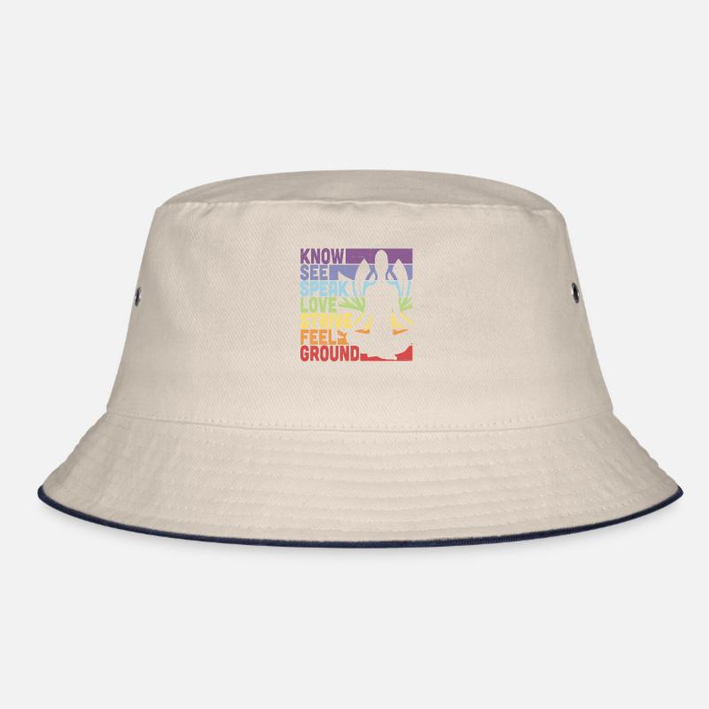 Know See Speak Love Strive Feel Ground Meditation Bucket Hat