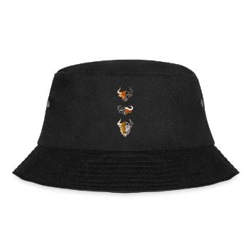 3 Rinder Tierkopf Motiv Aufdruck - Bucket Hat - Schwarz - Vorne - Lela (165cm)