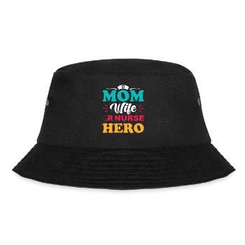 OP Krankenschwester Mama - Bucket Hat - Schwarz - Vorne - Lela (165cm)