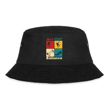 Work Kite Balance. Lifestyle Vintage Design, Work - Bucket Hat - Schwarz - Vorne - Lela (165cm)