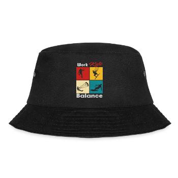 Work Kite Balance. Lifestyle Vintage Design, Work - Bucket Hat - Schwarz - Vorne - Lela (165cm)