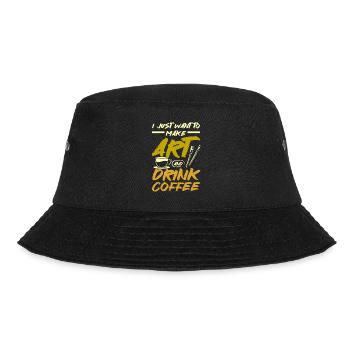 Make art and drink coffee - Bucket Hat - Schwarz - Vorne - Lela (165cm)