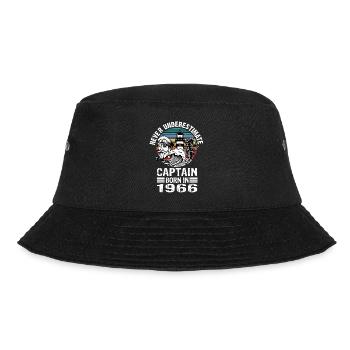 Never Underestimate Captain born in 1966 - Bucket Hat - Schwarz - Vorne - Lela (165cm)