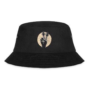 Music Lover Peace Sign Guitar Positive Guitarist - Bucket Hat - black - Front - Lela (165cm)