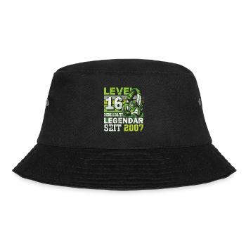 Level 16 freigeschaltet legendär seit 2007 - Bucket Hat - Schwarz - Vorne - Lela (165cm)