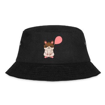 Comic Hamster Luftballon Geschenkidee - Bucket Hat - Schwarz - Vorne - Lela (165cm)