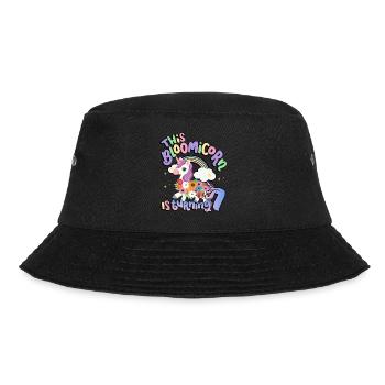 Bloomicorn Is Turning 7 Einhorn 7. Geburtstag - Bucket Hat - Schwarz - Vorne - Lela (165cm)