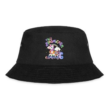 Bloomicorn Is Turning 6 Einhorn 6. Geburtstag - Bucket Hat - Schwarz - Vorne - Lela (165cm)