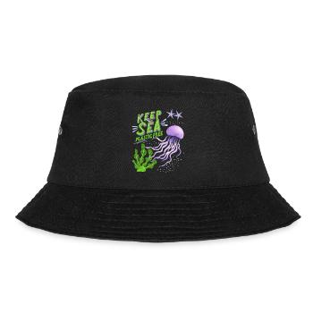 Ozean Meer, Qualle, Umweltschutz, Meeresschutz - Bucket Hat - Schwarz - Vorne - Lela (165cm)