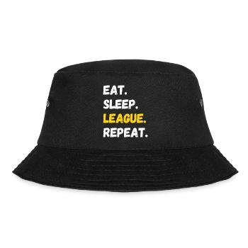 Eat Sleep League Repeat Zocken Gamer Spruch - Bucket Hat - Schwarz - Vorne - Lela (165cm)