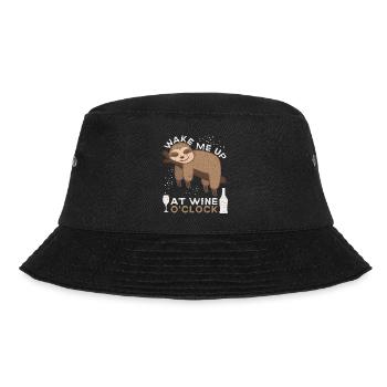 Sloth, funny wine saying, wine drinker Sloth - Bucket Hat - black - Front - Lela (165cm)