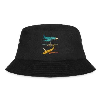Retro Flugzeugführer Fliegen Vintage Flugzeug Pilo - Bucket Hat - Schwarz - Vorne - Lela (165cm)