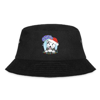 Merry Christmas Husky Puppy Christmas - Bucket Hat - black - Front - Lela (165cm)