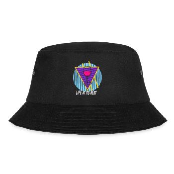 Life At Its Best Retro Wine Lover Vapor Wave - Bucket Hat - black - Front - Lela (165cm)