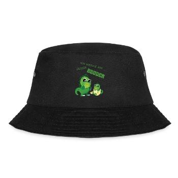 Geschenkidee zur Geburt großer Bruder - Bucket Hat - Schwarz - Vorne - Lela (165cm)