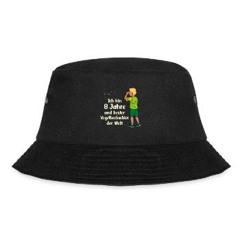 Ich bin 8 - Jungen Vogelbeobachtung - Bucket Hat - Schwarz - Vorne - Lela (165cm)