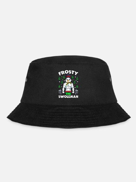 Ugly Christmas Bodybuilder Snowman - Bucket Hat - black